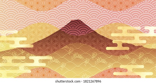 Patrón japonés Fuji fondo de tarjeta de Año Nuevo