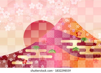 Mt. Fuji Japanese pattern New Year's card background