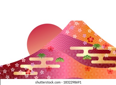 Mt. Fuji Japanese pattern New Year's card background