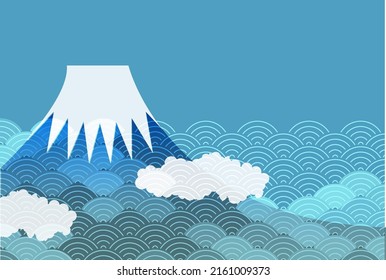 Mt. Fuji Japanese pattern wave background