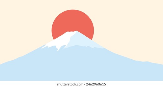 Mt Fuji landscape vector illustration. Simple flat style graphic background.