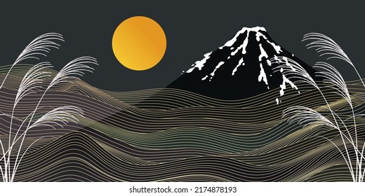 Mt. Fuji moon viewing Fifteen nights background