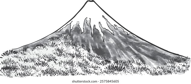 Mt. Fuji. mountain illustration. hand drawn illustrations.