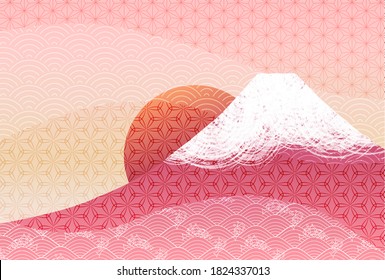 Mt. Fuji New Year's card sunrise background