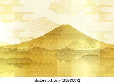 Mt. Fuji New Year's card Japanese pattern background