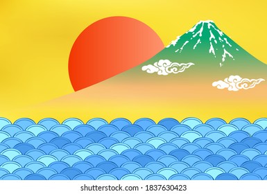 Mt. Fuji New Year's card sunrise background