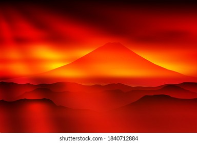 Mt. Fuji New Year's card landscape background