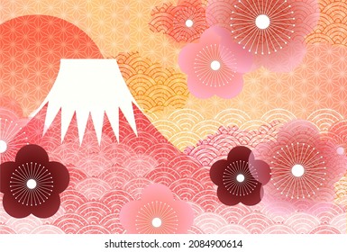 Mt. Fuji plum Japanese pattern background 