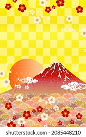 Mt. Fuji plum Japanese pattern background 