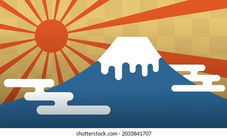 Mt. Fuji and sunrise background vector graphic
