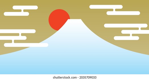 Mt. Fuji vector image New Year's card template