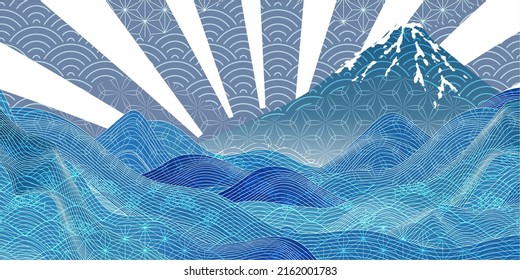 Mt. Fuji wave Japanese pattern background