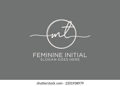 MT handwriting logo with circle template vector logo of initial signature, wedding, fashion, floral and botanical with creative template.