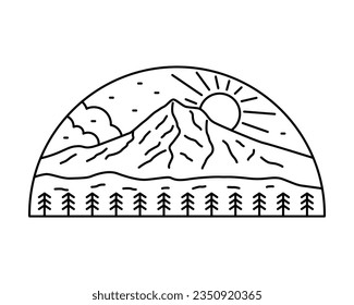 Mt Hood en Oregon en mono-line vector para camiseta, placa, parche, pegatina y otros