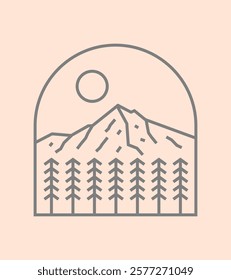 Mt Hood Oregon simple Mono line hand drawn for t shirt badge design