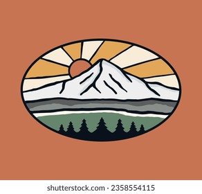 Mt Hood Oregon vintage dibujo de mano vectorial ilustración t camisa pegatina diseño