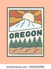 Mt Hood in Oregon vintage hand drawing vector illustration for t shirt, sticker, badge, etc