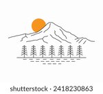 Mt Hood Portland Oregon in simply mono line vector illustration