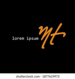 mt Initial handwriting or handwritten logo for identity