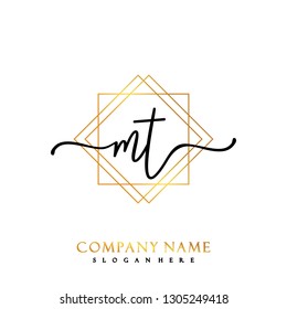 MT Initial Handwriting logo template vector