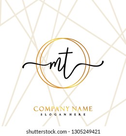 MT Initial Handwriting logo template vector