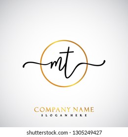MT Initial Handwriting logo template vector
