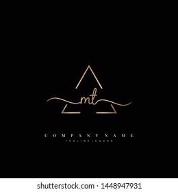 MT initial handwriting logo template vector