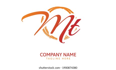 Mt Initial handwriting logo vector