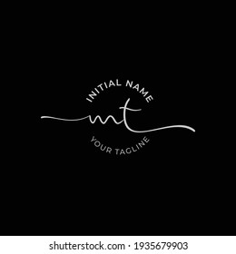 mt Initial handwriting signature logo vector. Hand lettering for designs