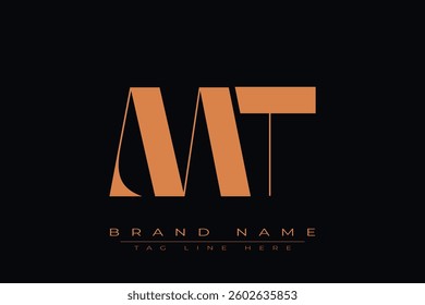 MT initial letter logo design. Letter M and T luxury alphabet letter logo icon template