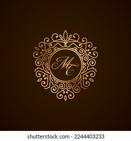 MT initial letter luxury monogram logo, elegant ornamen jewelry, emblem of love shape heart