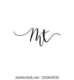 mt initial letter signature logo. Handwritten m t monogram logo template