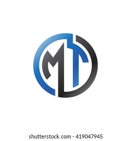 MT initial letters looping linked circle logo blue black