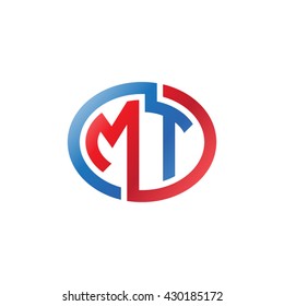 MT initial letters looping linked ellipse logo red blue
