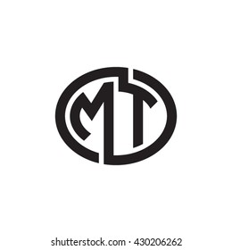 MT initial letters looping linked ellipse monogram logo