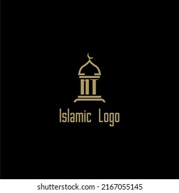 MT initial monogram for islamic logo with mosque icon design