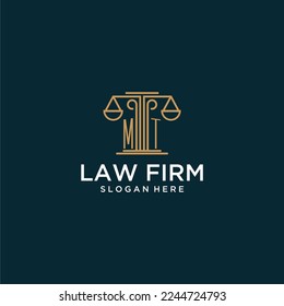 MT initial monogram logo for lawfirm with scale vector design