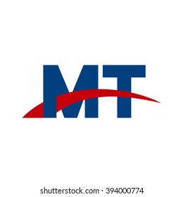 MT initial overlapping swoosh letter logo blue red