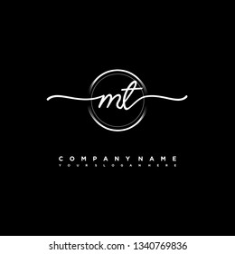 MT initial signature logo. handwriting logo template vector,