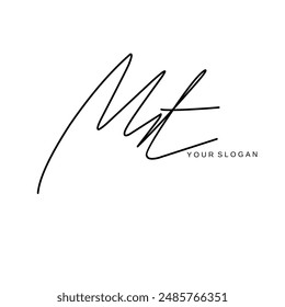 Mt Diseño de Vector de logotipo de firma inicial