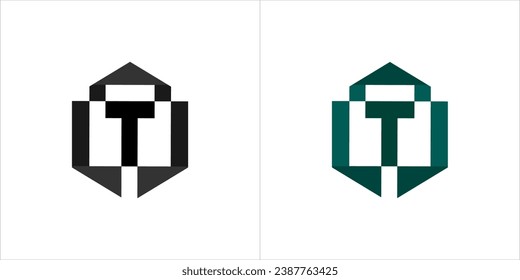 Mt letter logo with the addition of a rectangular object
