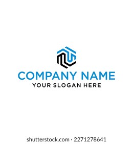 Logo für MT-Buchstaben in Form von Hexagons und Würfel-Logos mit Briefdesigns für die Unternehmensidentität