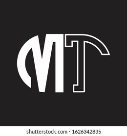 MT Letter logo monogram with oval shape negative space design template