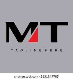 MT letter logo vector black and red, free design.