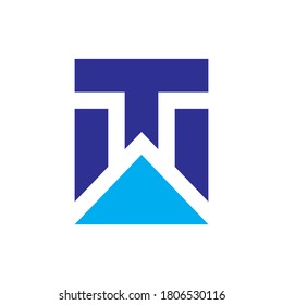 MT letter with triangle or mountain tactical equipment or adventure product logo design vector