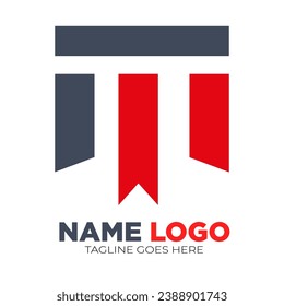 MT Logo Design Template Vector Graphic Branding Element red and grey color logo design combination mark