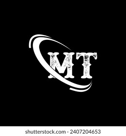 MT logo. MT design. White  letter Logo. TM letter logo design. Initial letter MT linked circle uppercase monogram logo
