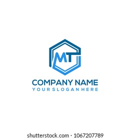 MT logo letter initial, Abstract polygonal Background Logo,