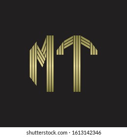 MT Logo monogram outline style linked isolated with gold colors