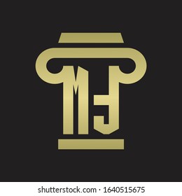 MT Logo monogram with pillar style design template with gold colors